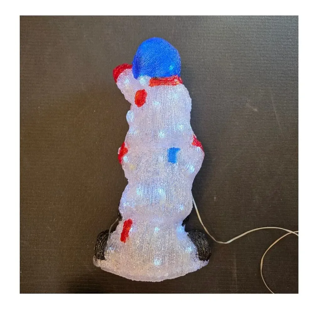 Vtg Seasons Design Stacked Acrylic White LED Light Up Snowmen Holiday Decor
